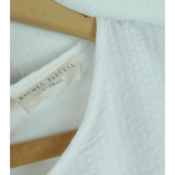 Rachel Parcell XS Dress White Seersucker Cottagecore Preppy Country Club Dainty - Picture 2 of 9